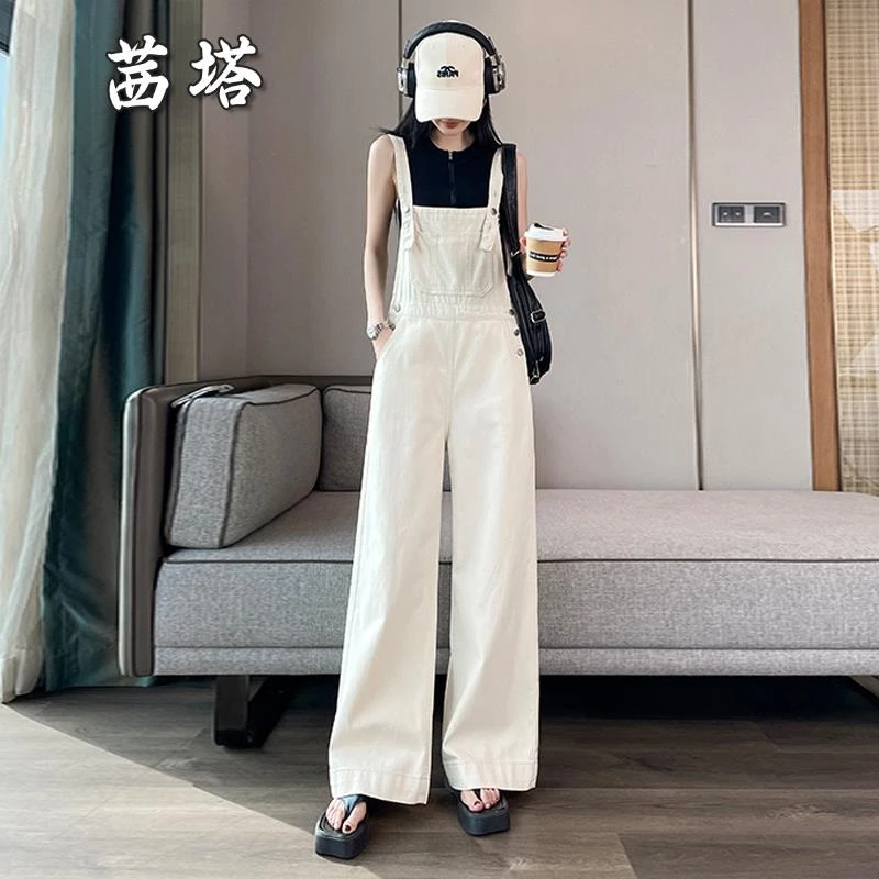 减龄牛仔连体裤女春夏秋季2025年新款奶系韩版宽松显瘦连身阔腿裤