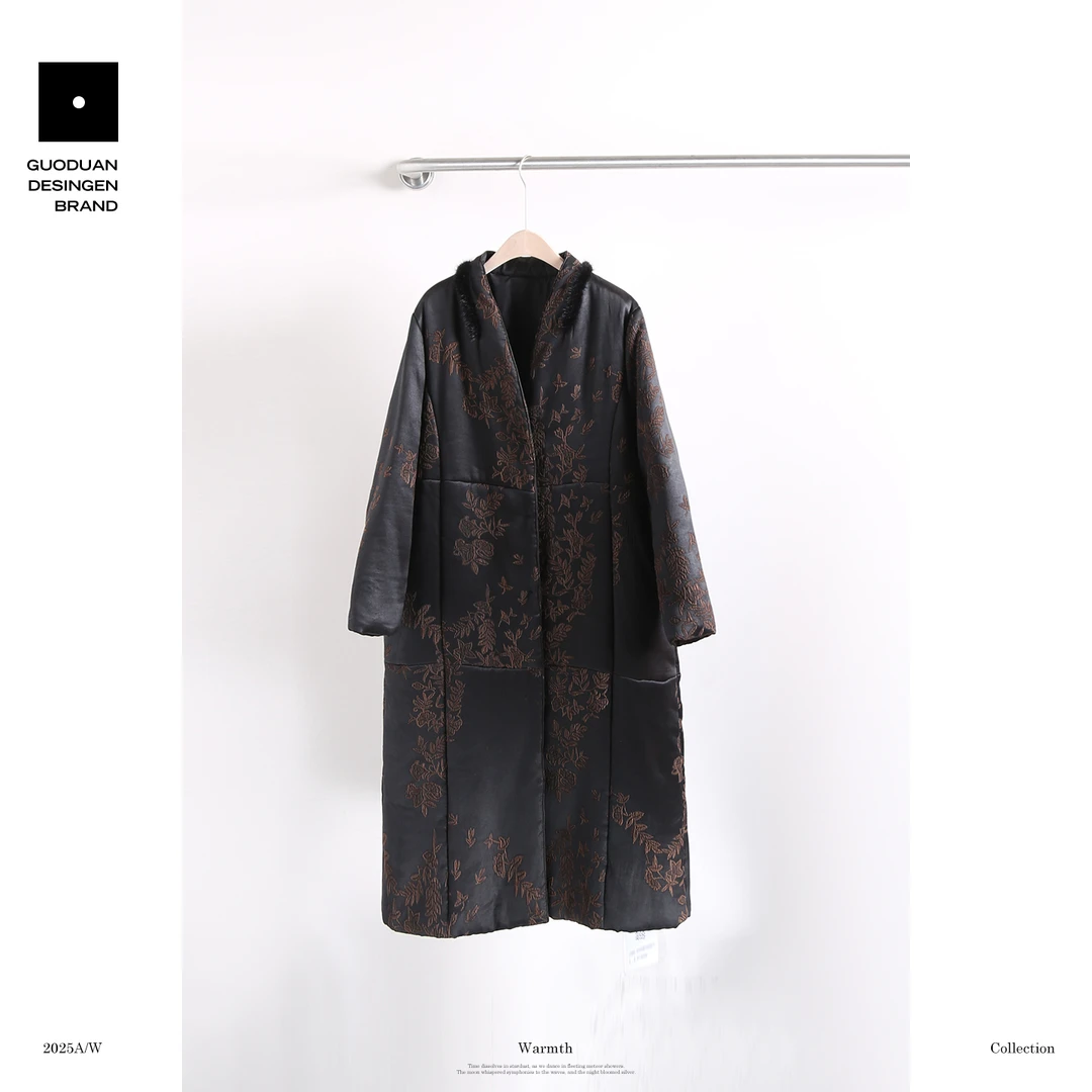 果缎 中长款桑蚕丝棉服 MJM11-8802