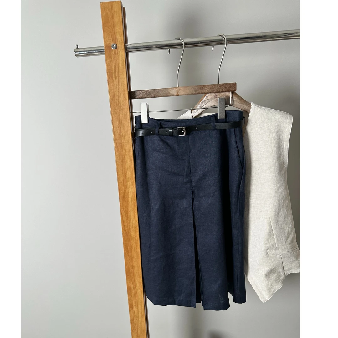 GUIMIN 老钱风亚麻A字半裙 2552