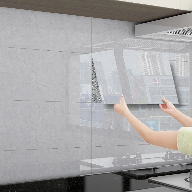 厨房墙面防火耐高温专用墙板仿瓷砖墙贴翻新自粘防水厨房防油贴纸