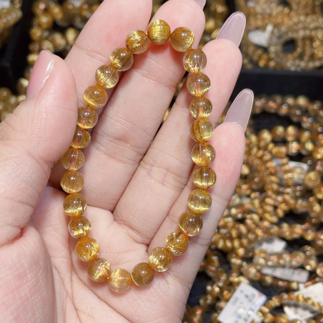 手链未镶嵌水晶天然钛晶手链7mm