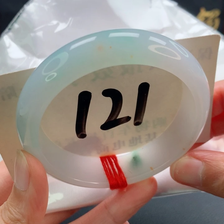 未镶嵌手镯翡翠正圈宽版白底桂花糕