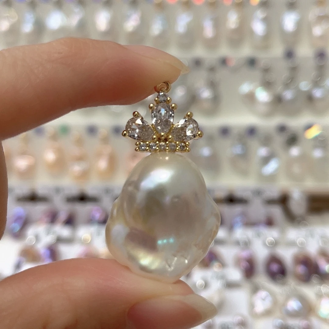 银S925镶嵌淡水珍珠耳坠