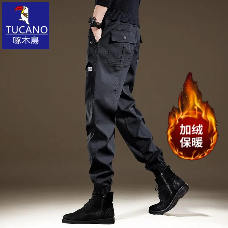 啄木鸟高端复古休闲工装裤男潮牌秋冬新款宽松美式机能束脚裤子男