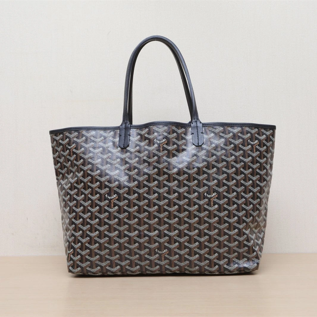 95新 Goyard 【娇】购物袋 子母包 34 中号 黑色 PVC 银扣993012
