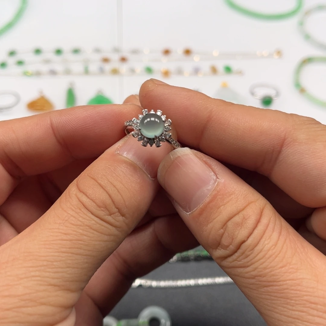 翡翠银S925镶嵌戒指福利