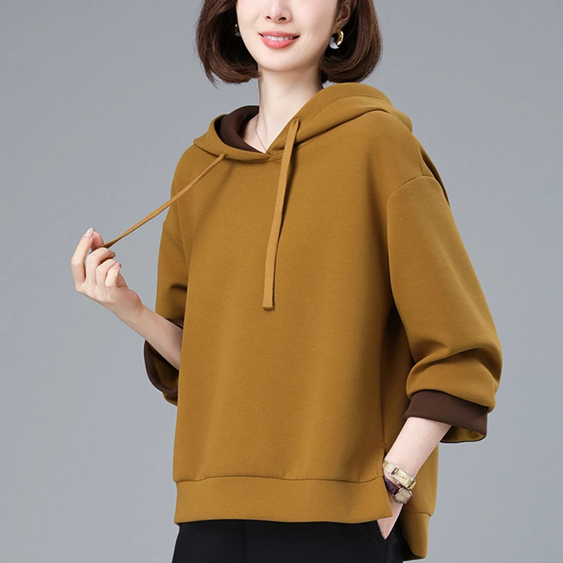 2025宽松连帽卫衣女春秋季新款春装妈妈爆款洋气休闲长袖薄款上衣
