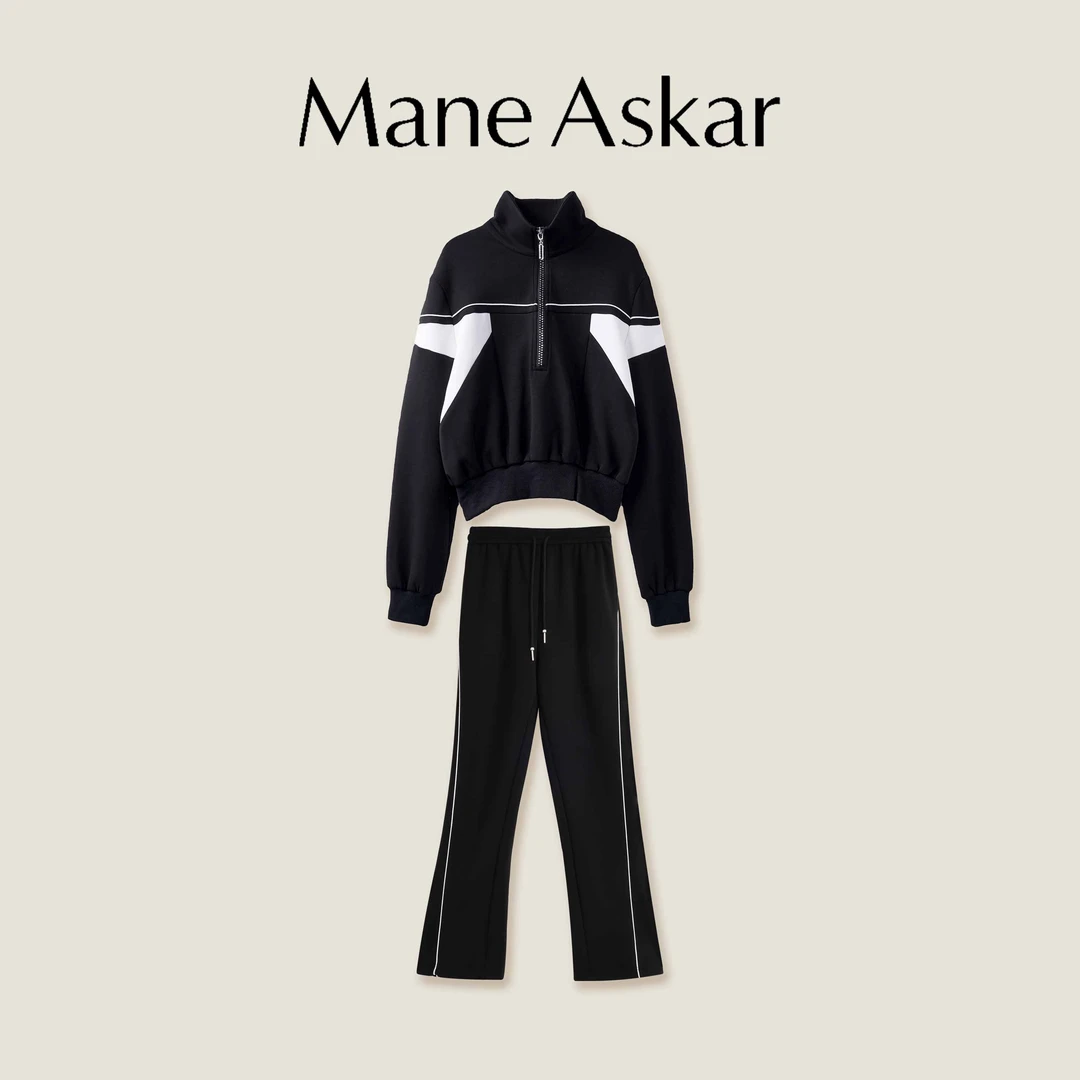 春秋新款翻领宽松外套+显瘦宽松黑色长裤OK6023/OK6047