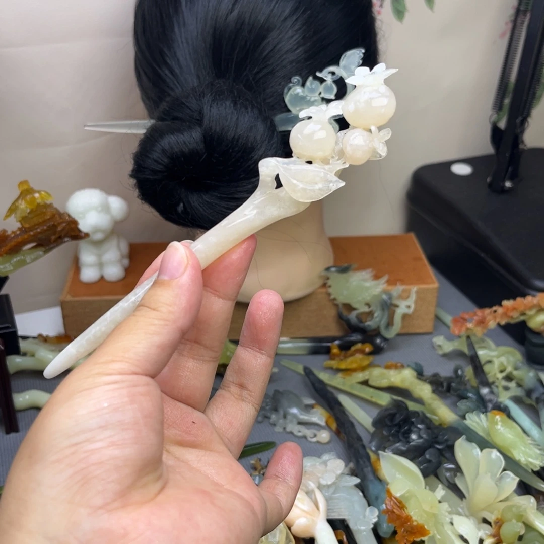 蛇纹石玉合金发饰