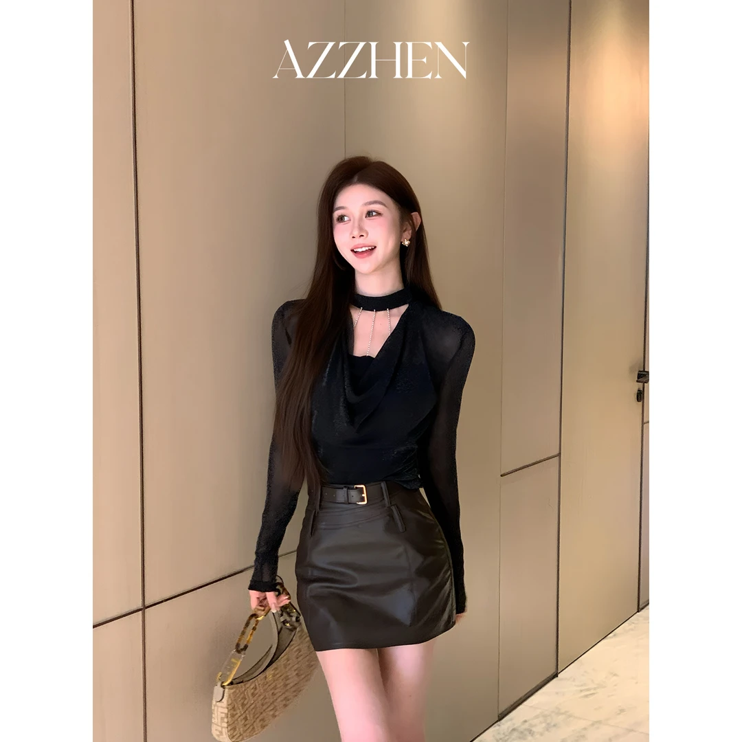 AZZHEN【摩登引力】复古时尚荡领上衣AZ5BSS22