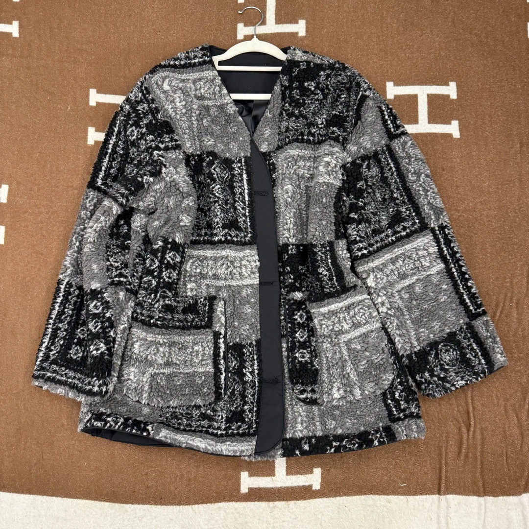 SuSu-091复古拼色开衫外套