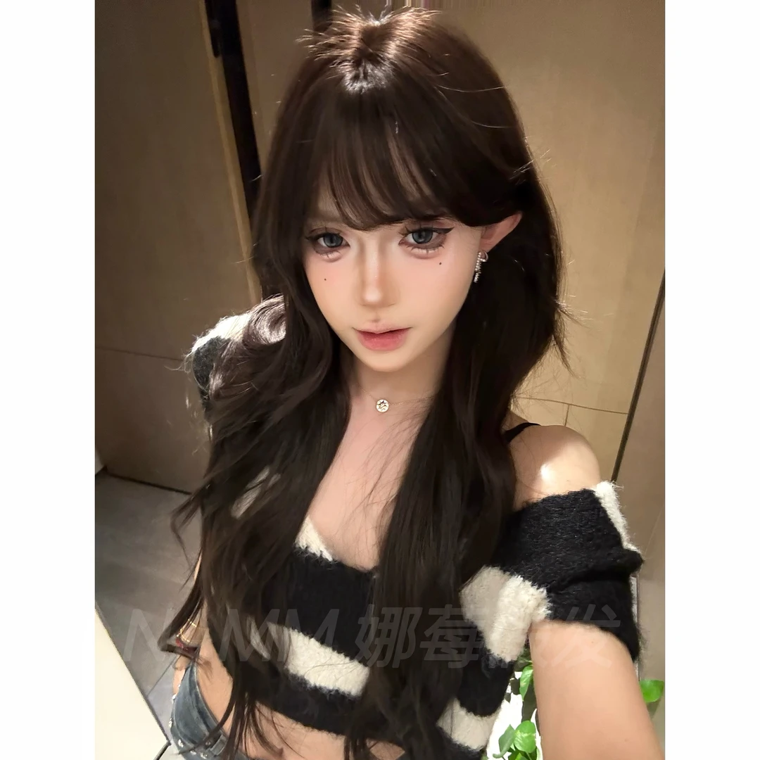 【白兔】娜莓假发黑茶网红长卷发自然逼真日常氛围感全头套女生假发