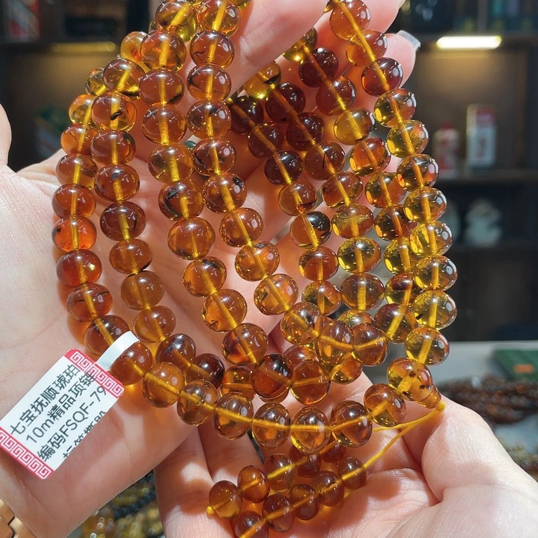 琥珀未镶嵌手链10m金