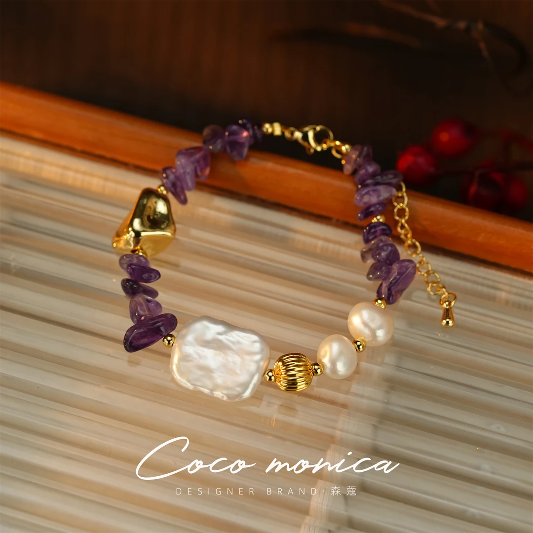 【小霞珠宝】紫水晶手链手工气质复古紫色小众简约百搭WE49