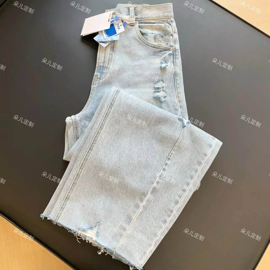 朵儿定制 【肥牛】破洞复古牛仔裤立体弯刀裤IQ61