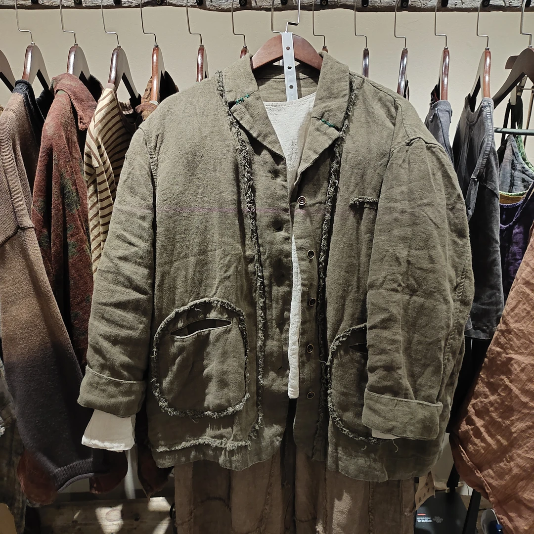 冬季新款复古炒色绗棉翻领短款灯芯绒口袋棉衣