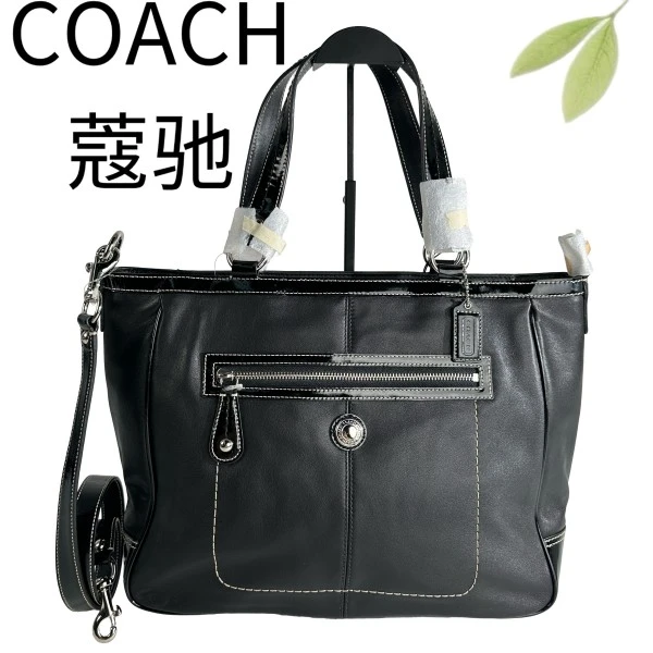 95新 COACH/蔻驰 黑色托特手提单肩斜挎包G25803827底长34X28