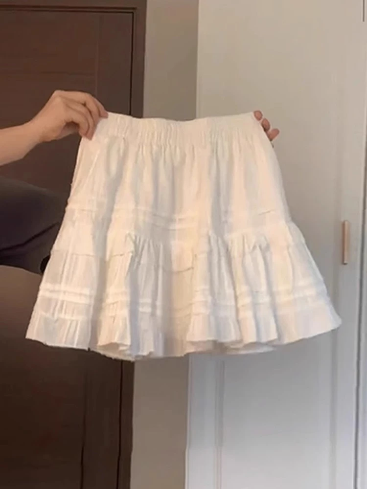 芭蕾风白色半身裙女夏季2025新款春秋小个子蛋糕蓬蓬裙荷叶边短裙
