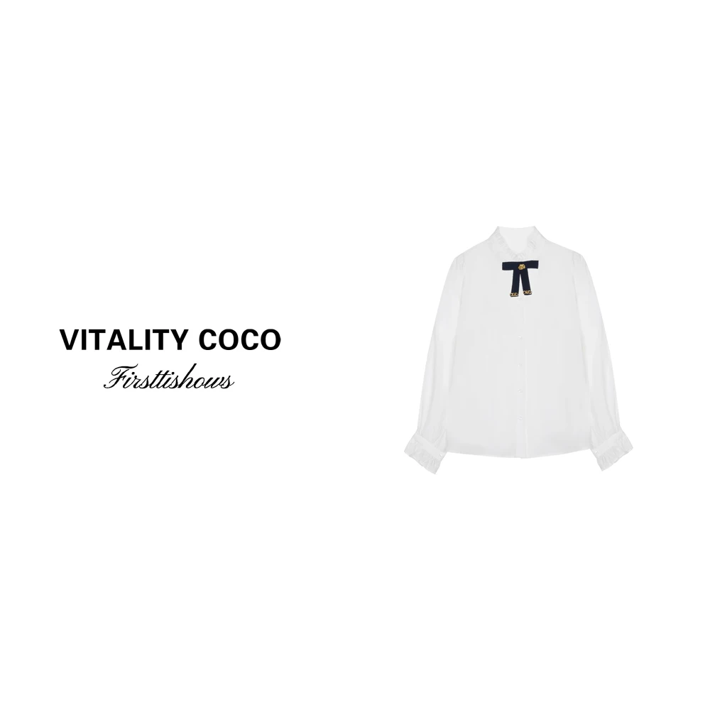 「VITALITY COCO」"私服分享" 法式宫廷白色衬衫打底长袖上衣190