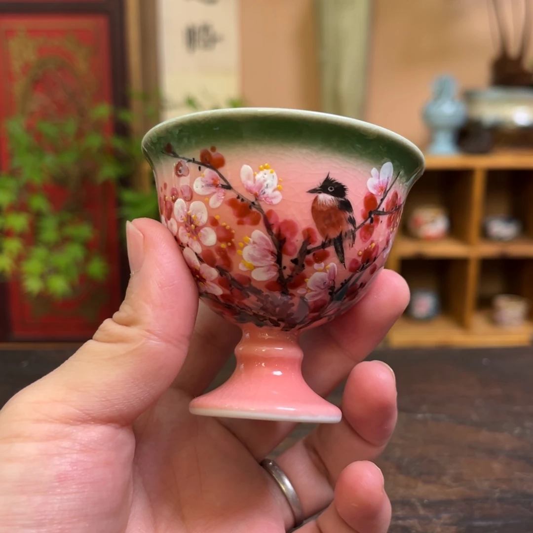 杯柴烧手工手绘陶瓷