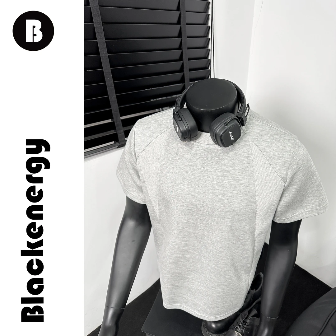 美式正肩T恤男女款夏季休闲空气层小领口ins拼接重磅短袖上衣潮流