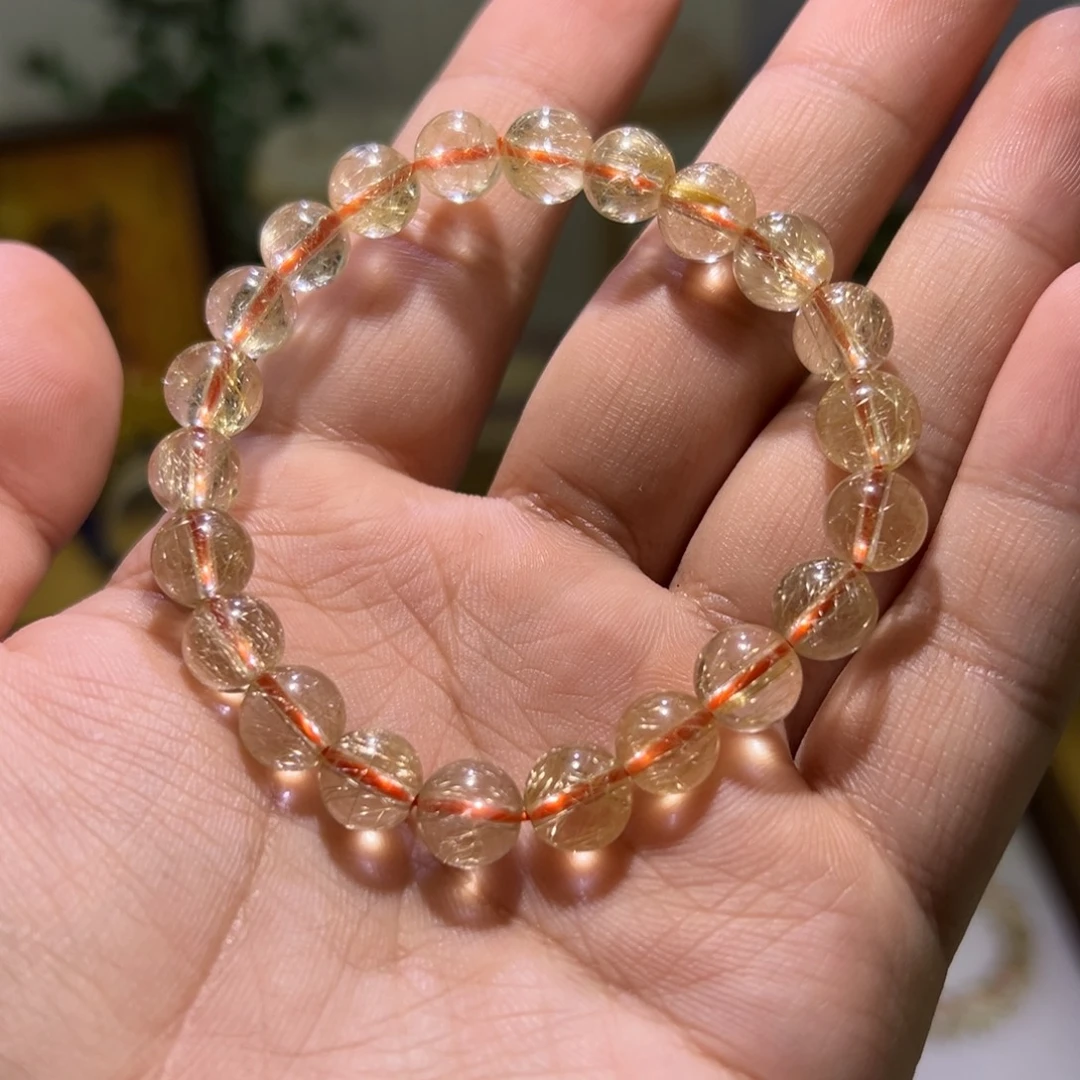 发晶手链未镶嵌石光晶工金发晶8mm