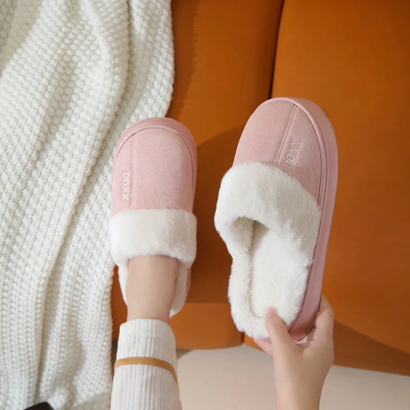 冬天新款棉拖鞋增高厚底静音外穿居家情侣款增高防滑保暖棉拖鞋