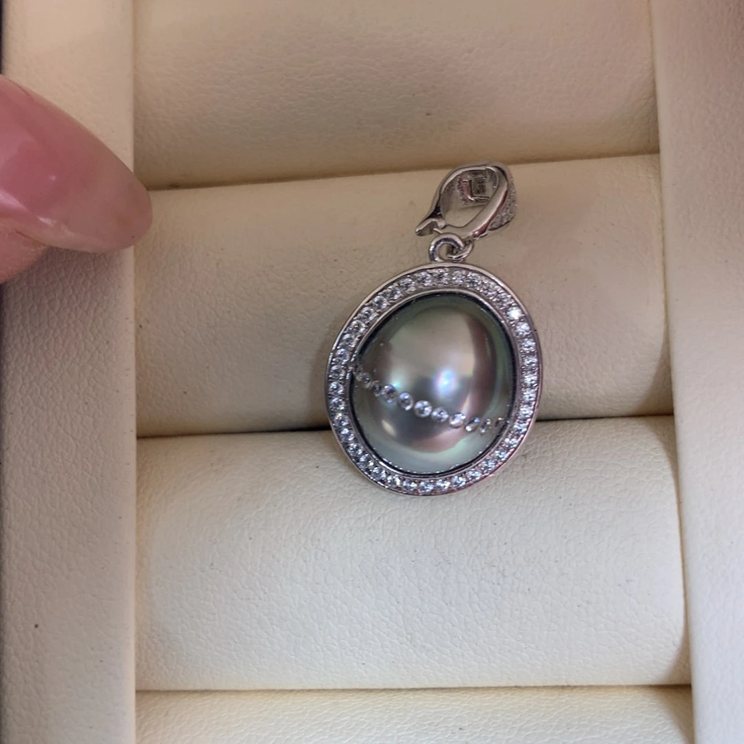 海水珍珠银S925镶嵌颈饰