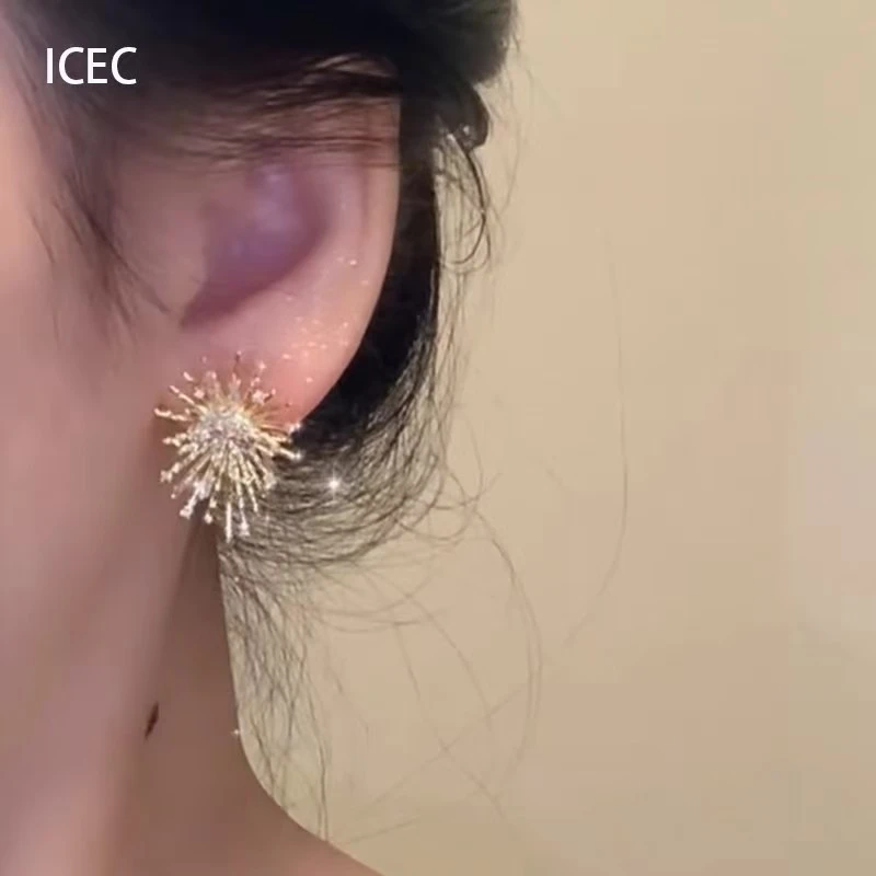 合金锆石耳饰 轻奢小众精致锆石耳钉个性气质高级感满天星