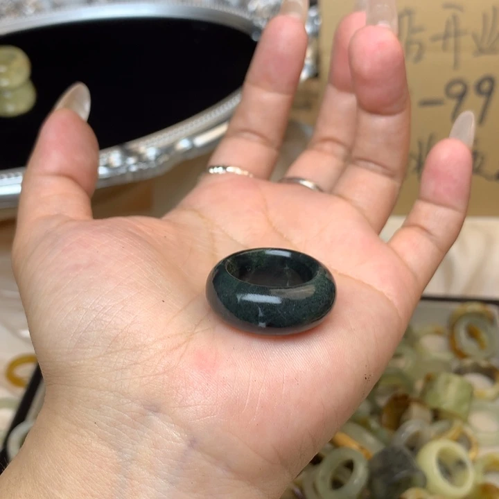 穷***点合金蛇纹石玉戒指