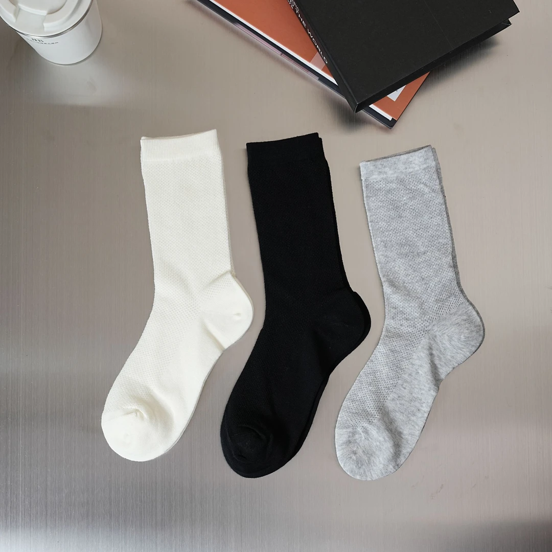 欧韩高级感女袜纯色白夏季超薄网眼博主搭配时尚2503