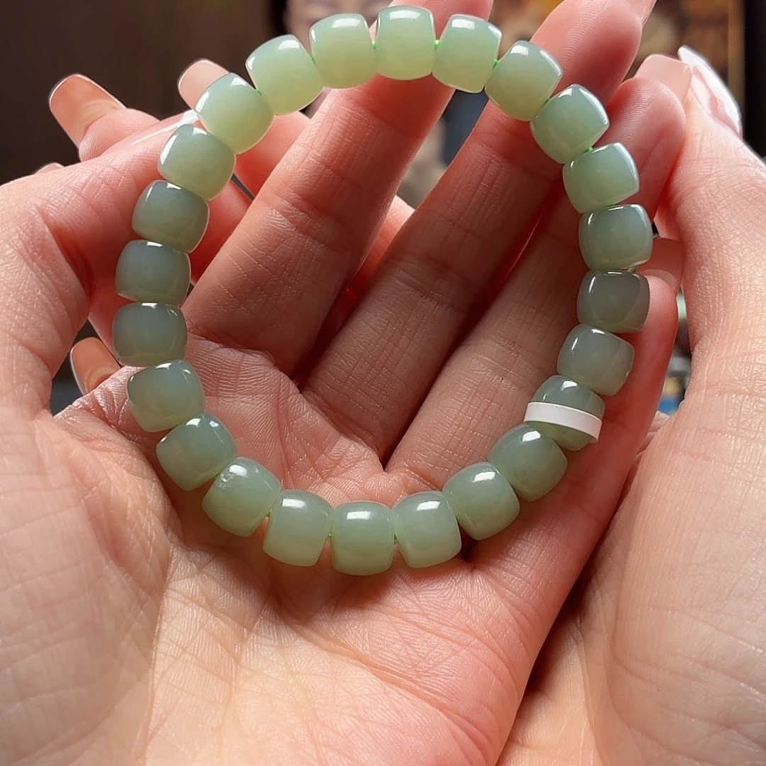 和田玉未镶嵌手串且末蓝卡9.1直切