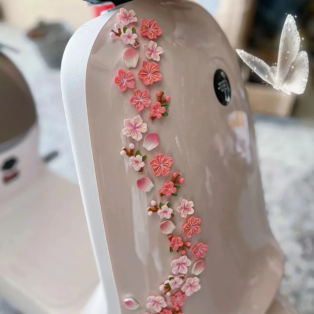 创意桃花车贴电动车diy装饰3D立体配饰花朵汽车饰品摆件小装饰