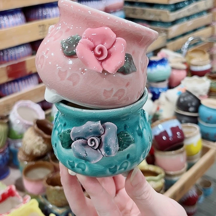 有孔.凑单10元陶瓷花盆发货！