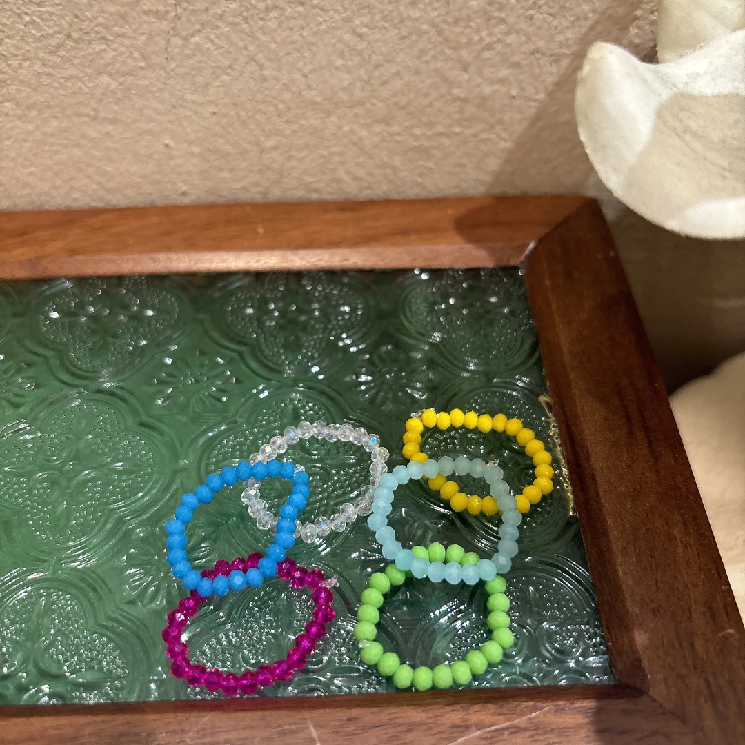 铜合金戒指 东大门彩色珠珠戒指J36