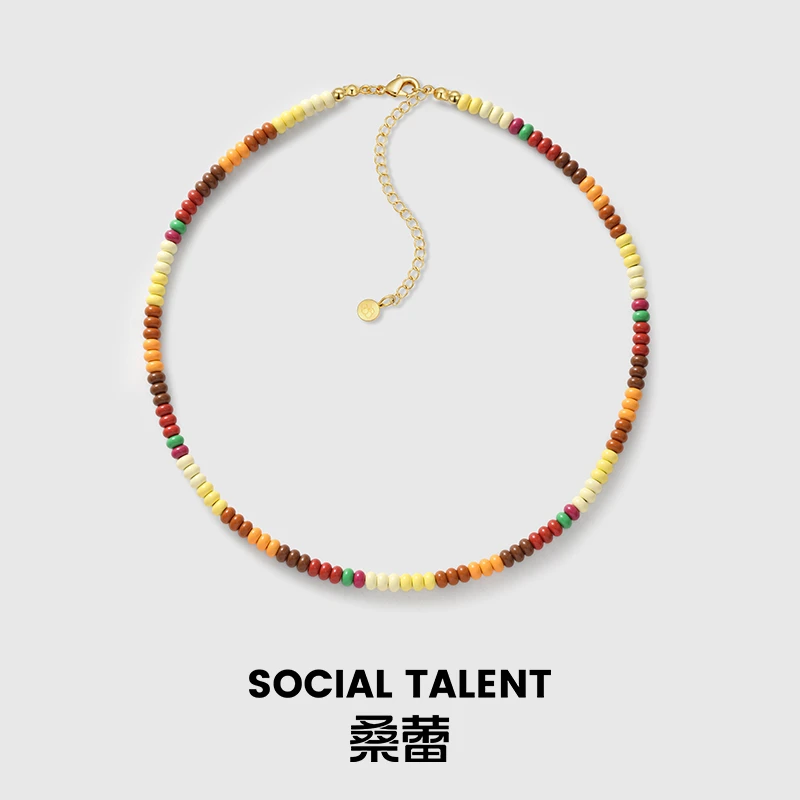 合金珐琅项链 【小蛋糕系列】桑蕾圆珠项链时尚原创设计糖果色ins