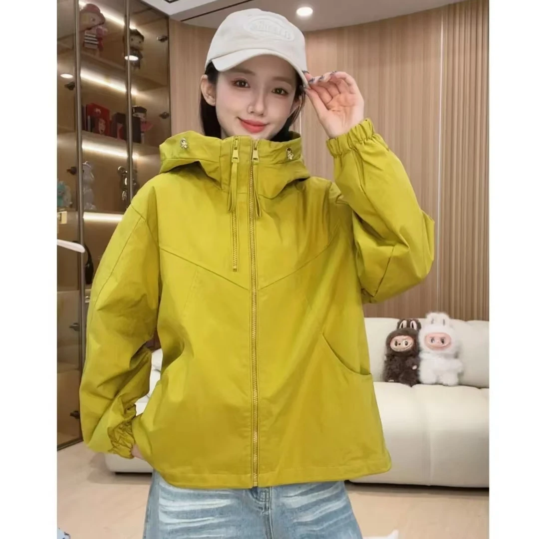 双拉链女款连帽春秋纯8色短款休闲拼接防风韩版短外套T2502