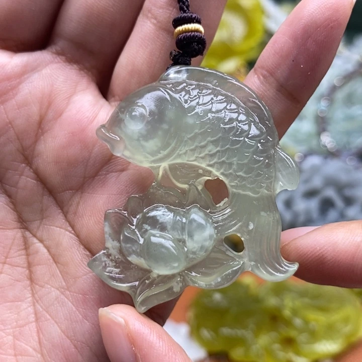 未镶嵌岫玉吊坠毛衣链锁骨链