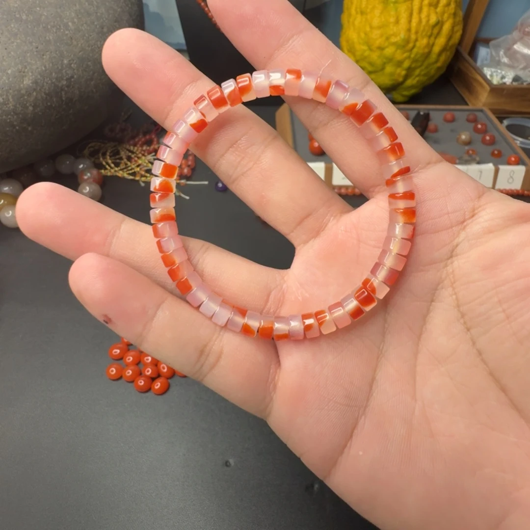 南红玛瑙未镶嵌单圈卡6冰飘药片