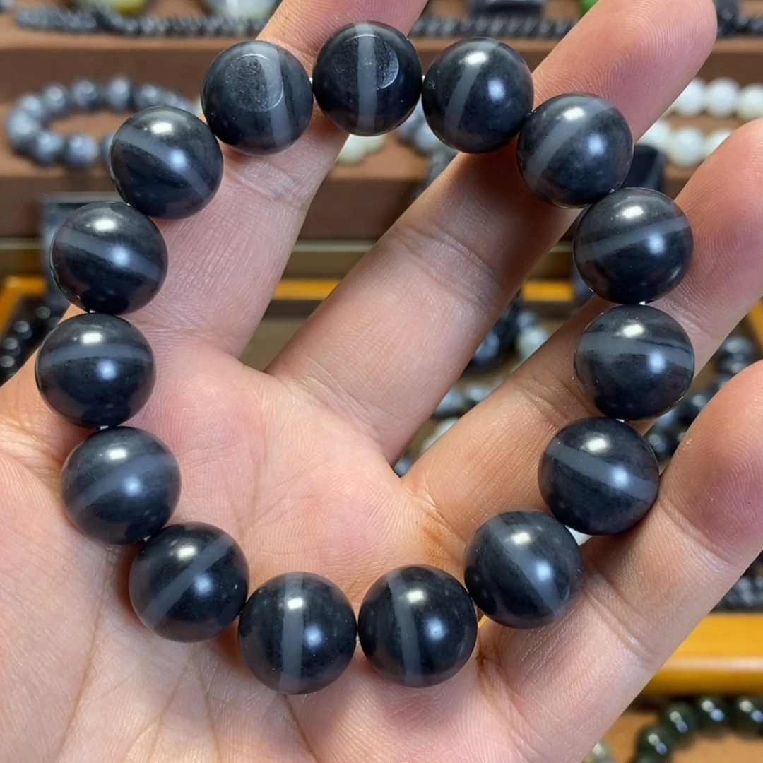 和田玉未镶嵌手串新疆和田玉青花一线天15圆珠手串