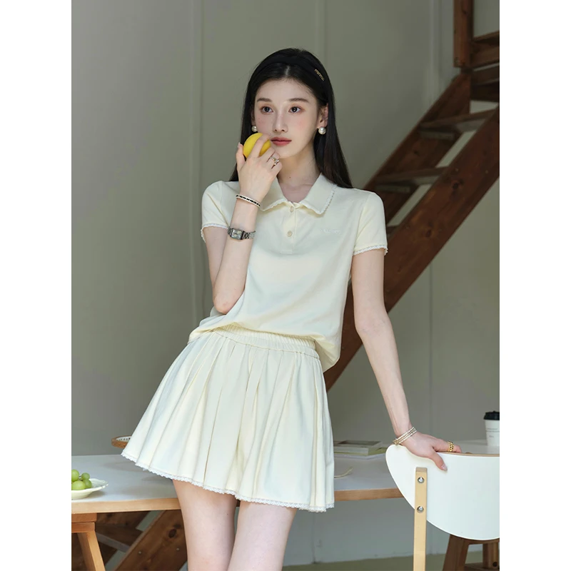 且可ChillCozy 自由诗 温网少女经典polo领短袖/半裙套装