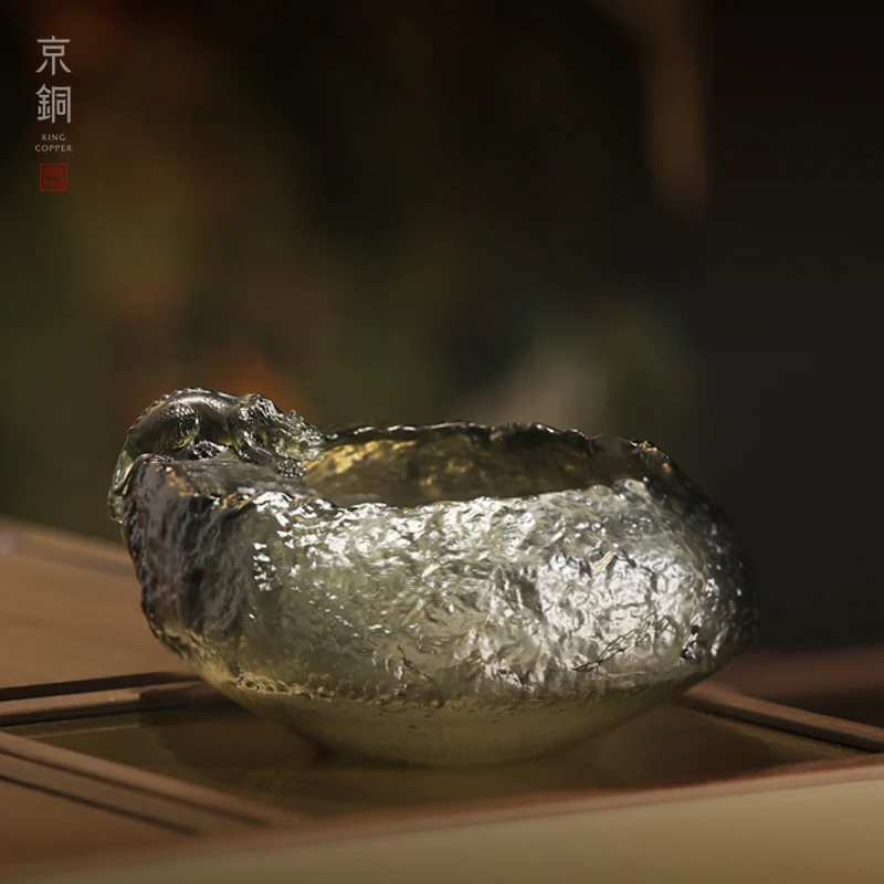 京铜吸水兽藏风聚宝琉璃缸高档茶道建水茶洗茶渣缸烟灰缸水盂笔洗