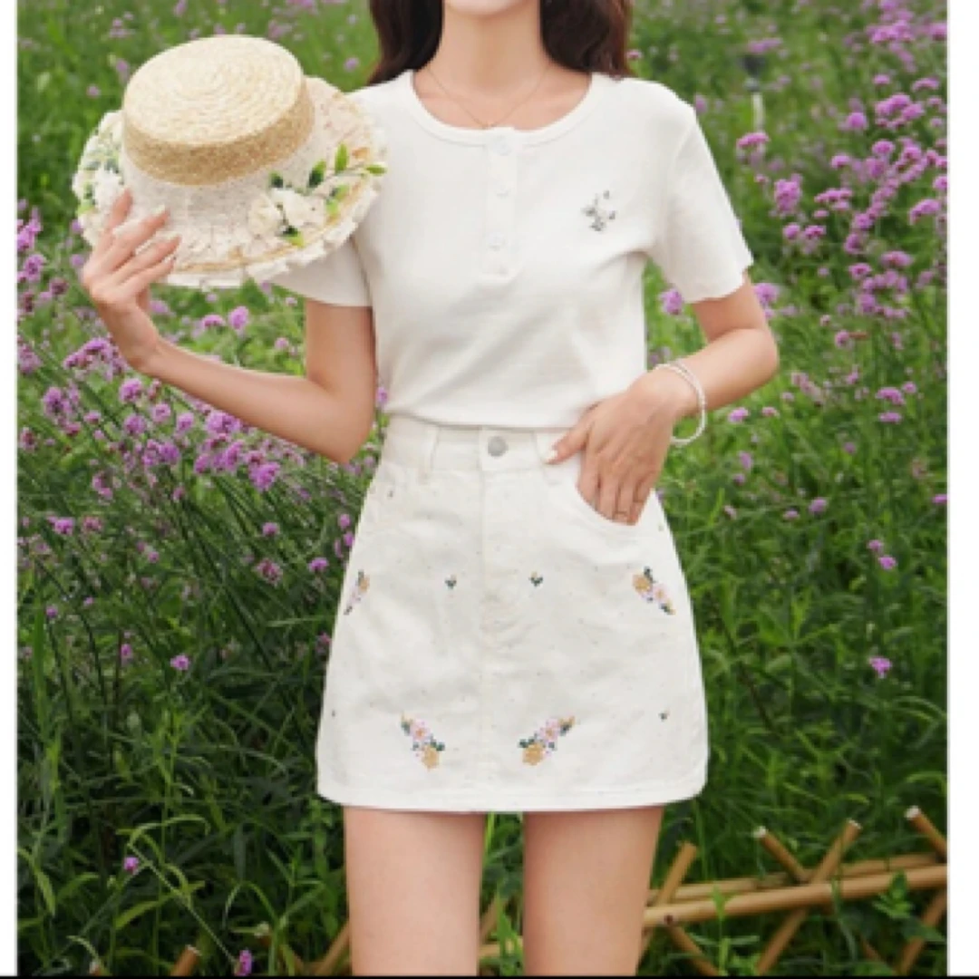 8061#【裙长40】牛仔高腰半身短裙女夏季夏装减龄小个子百搭裙子