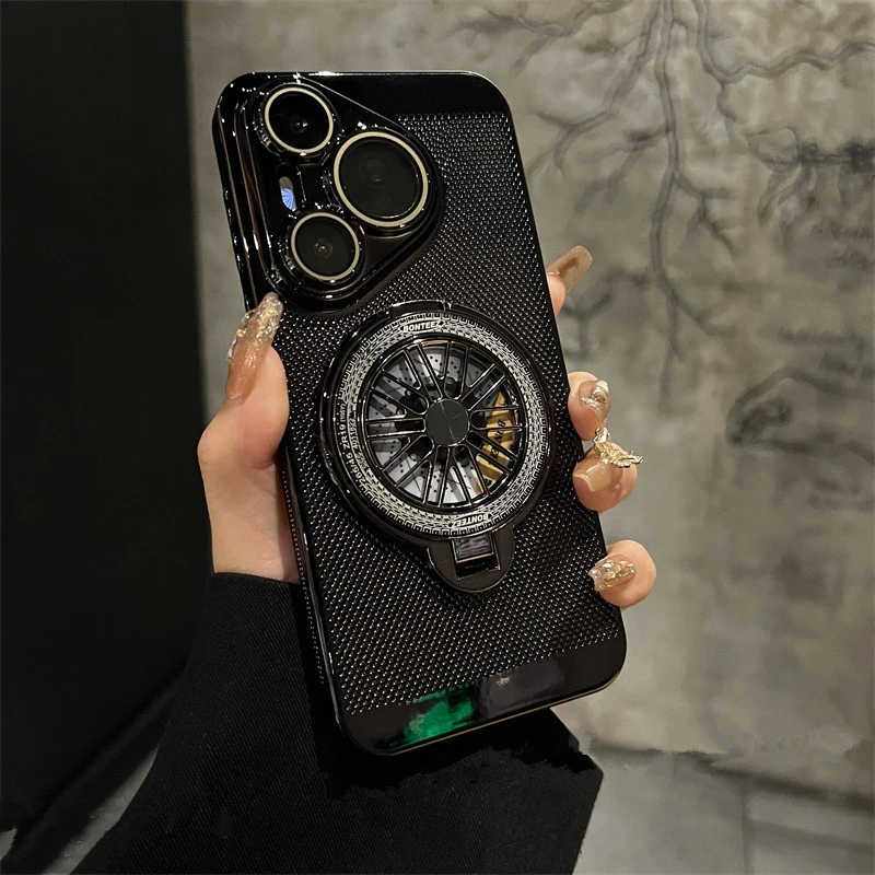 适用于华为Pura70手机壳陀螺支架p60电镀蜂窝透气Ultra散热50防摔