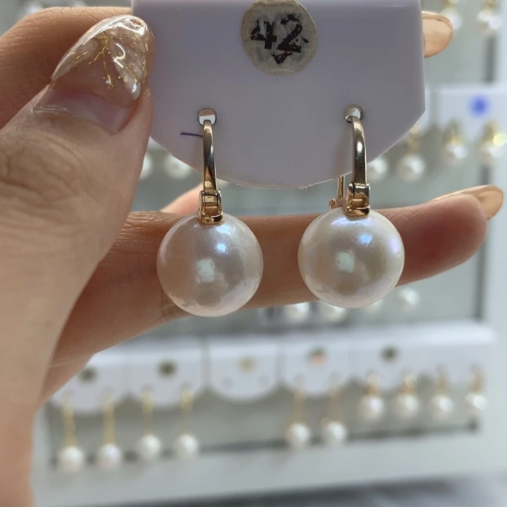 淡水珍珠耳饰银S925镶嵌
