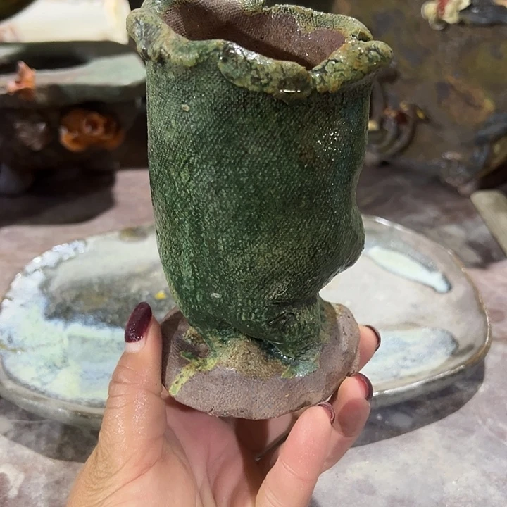 手工粗陶高温花盆