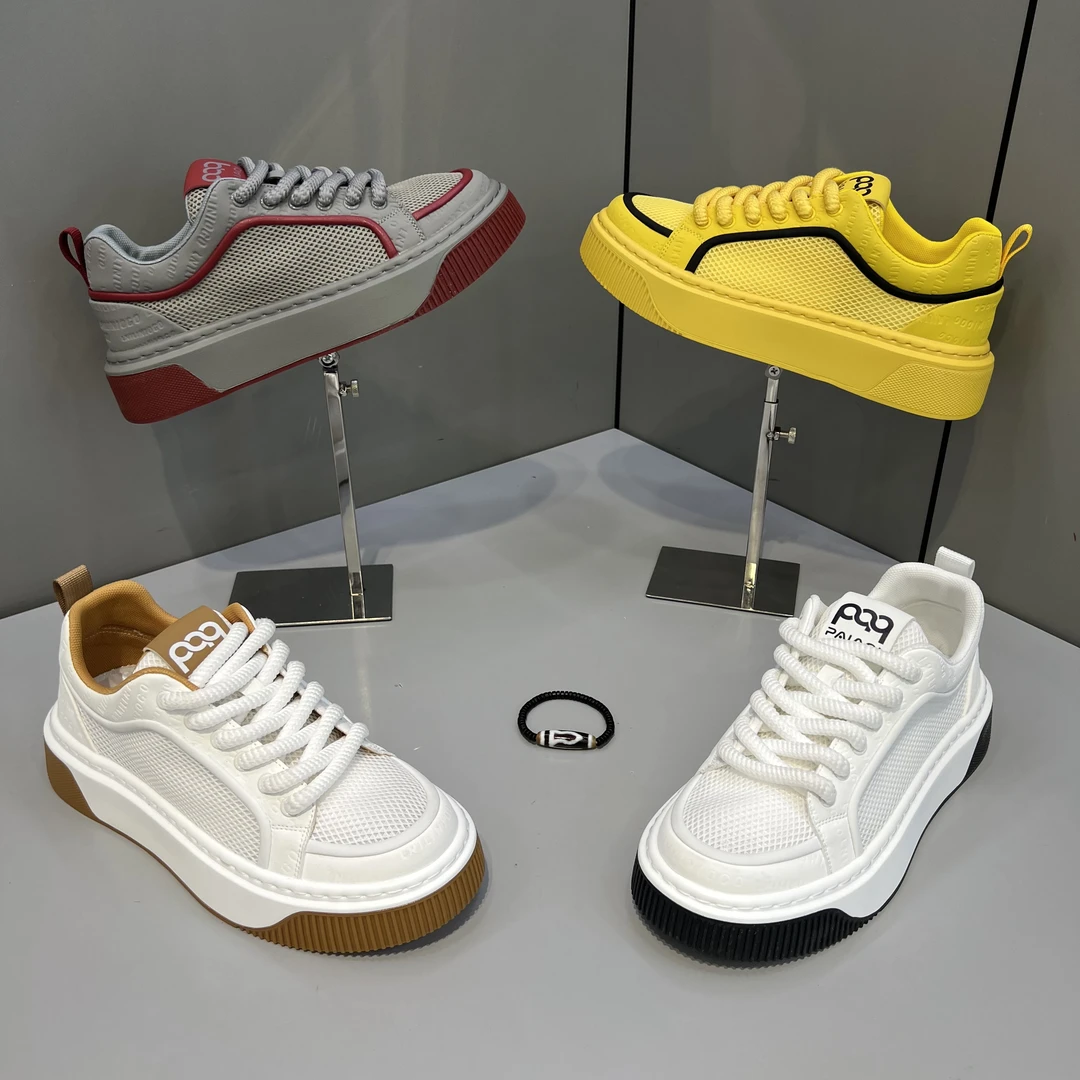 2025夏季新款透气板鞋纯色青年平跟网面鞋网鞋系带网面低帮男款鞋