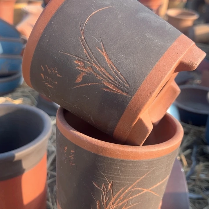 红陶紫砂兰花盆无暇