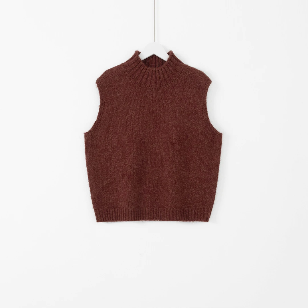 几里与麻 半高领休闲百搭毛织马甲 衣长55胸围108 2110441