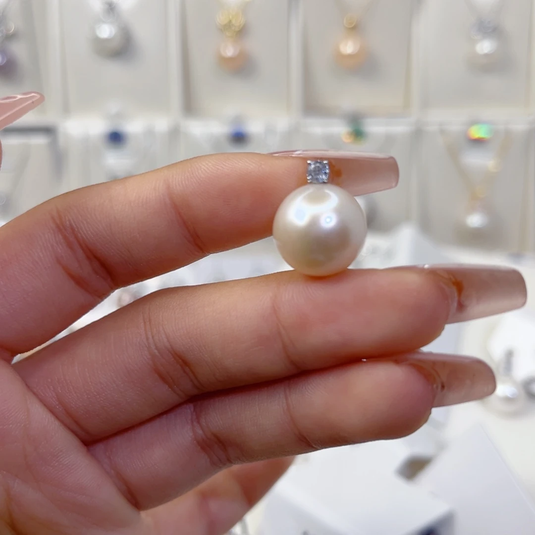 银S925镶嵌颈饰淡水珍珠13➕